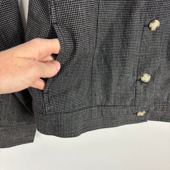 Vintage Talbots Irish Linen Blend Black Check Jacket Small linen/cotton pockets - Picture 5 of 8
